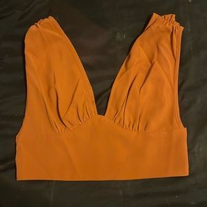 Orange V-neck crop top